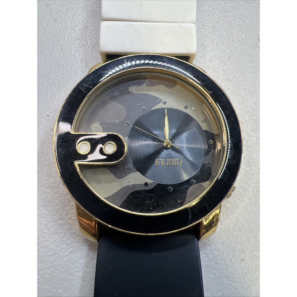 FLUD Camo Men's Watch Black Band Large Face-‎ Untested
